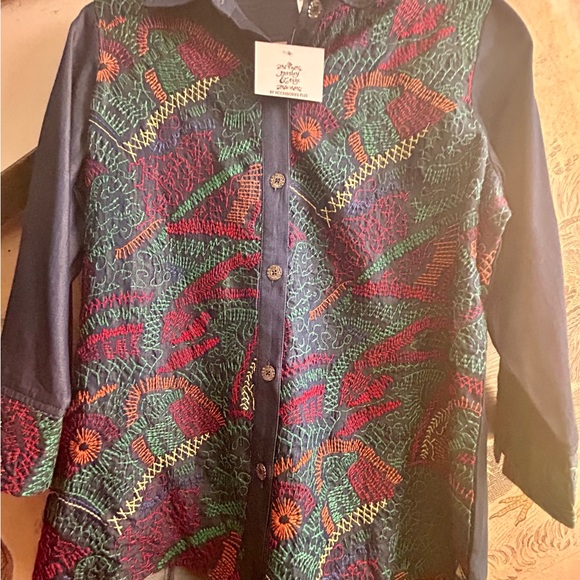 New Boho Parsley & Sage Embroidered Blouse Top SZ Medium - Picture 5 of 9